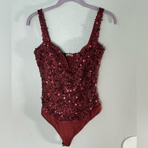 Free People Tops - Intimately Free People At First Sight Bodysuit in Terracotta Red Sequin Medium